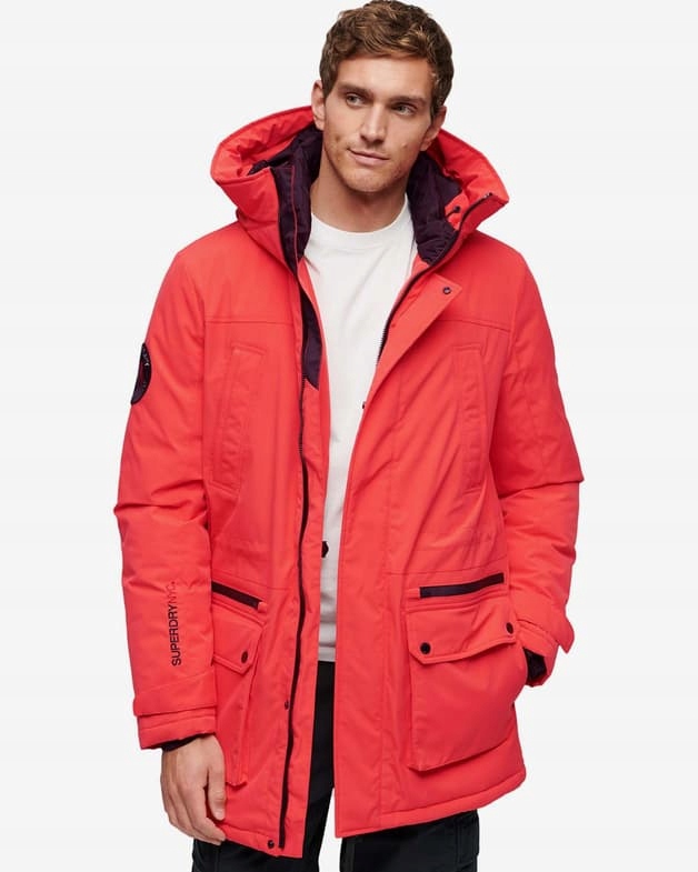 Superdry Červená Bunda Kapuce Kapsy (M)