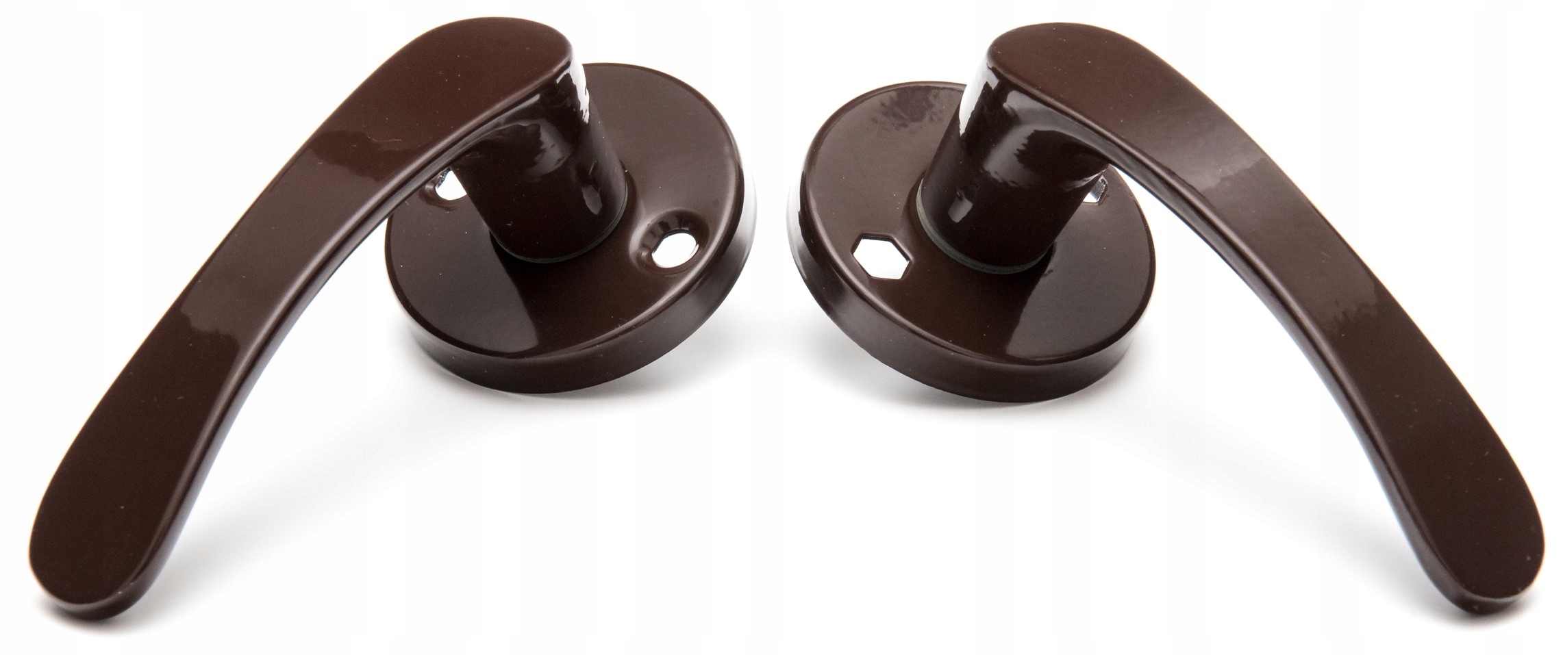 Klamka aluminiowa malowana, okrągły szyld BRĄZOWA Kolor brązowy