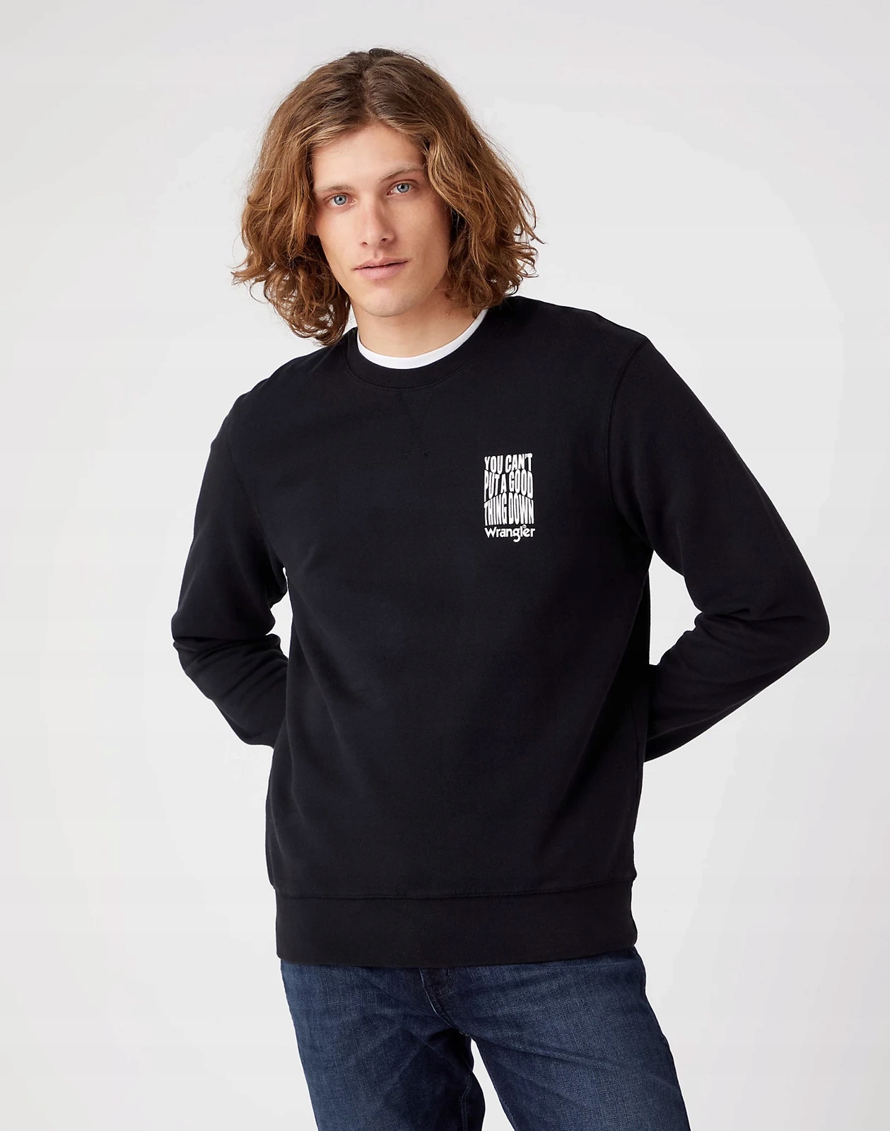 Pánská mikina Wrangler Graphic Crew Faded Black W6D8HAXV6 L