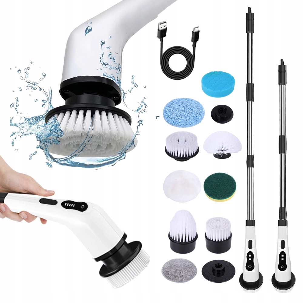 Levně Multifunkční Elektrický Čisticí Kartáč 9 V 1 Usb-c 2000 mAh