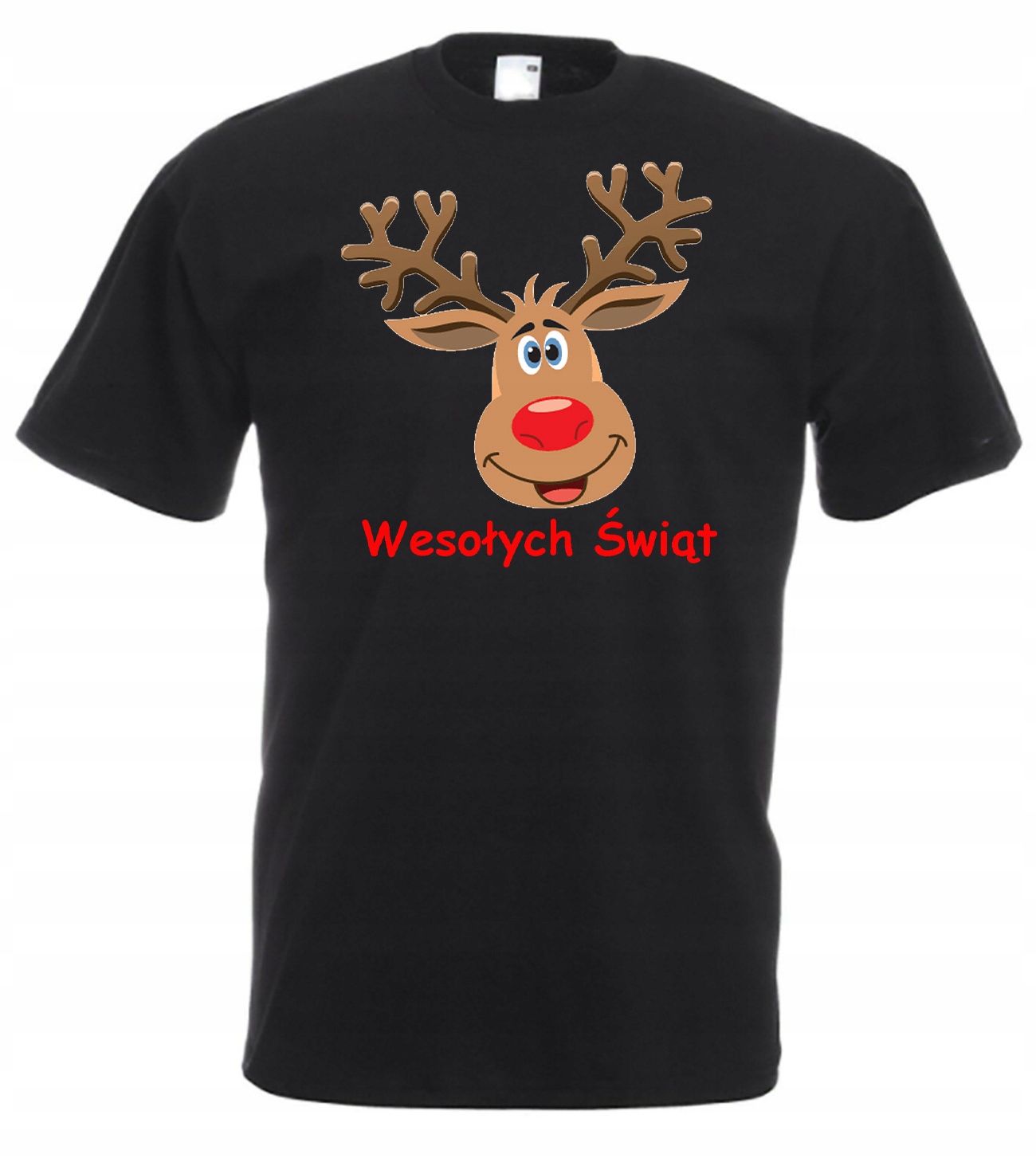 

Koszulka Czarna Świąteczna Mikołaja Renifer 5XL
