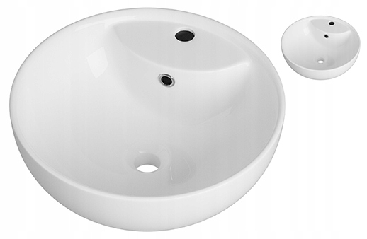 Biela Okrúhla Keramická Kúpeľňová Umývadlová Doska S Prepadom Java