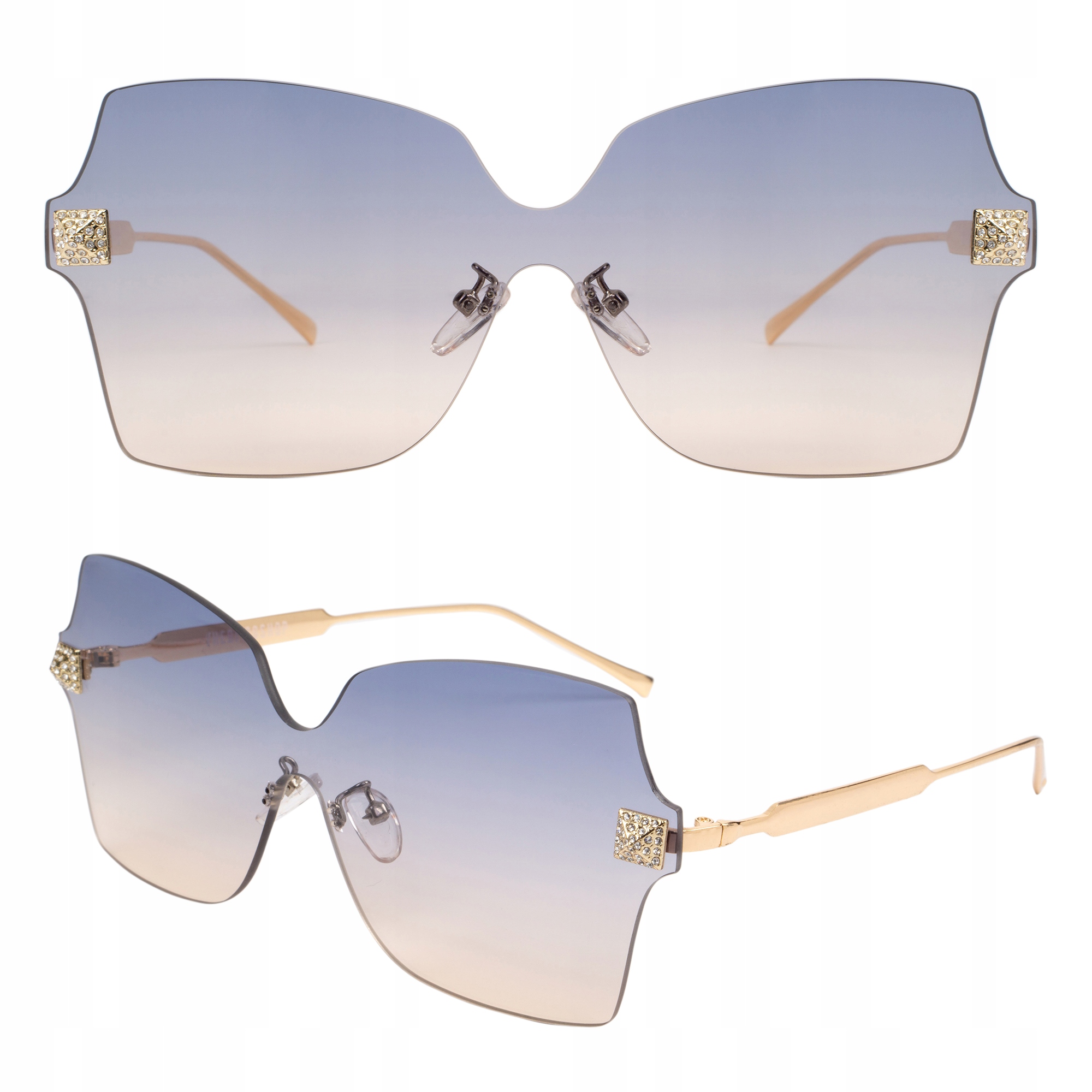 

Duże Kobiece Okulary Ozdobne Oversize Rimless