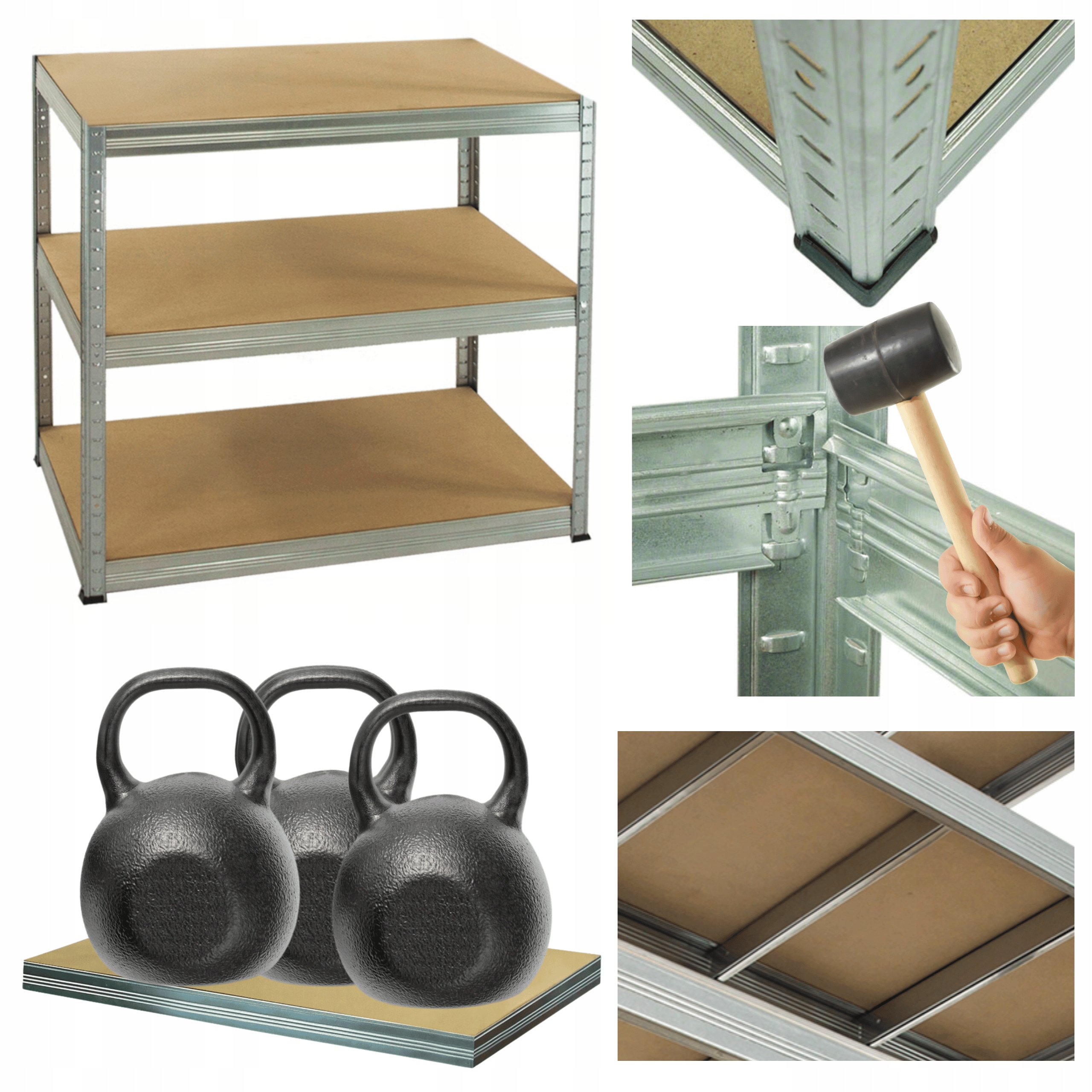 Kovový skladový regál pozinkovaný Helios 90x90x30 cm 3Px350 kg