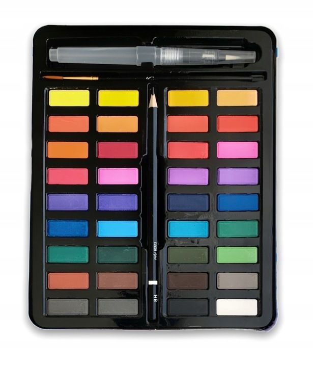 Zestaw Farby Akwarelowe do Akwareli Akwarele 36 kolorów Pędzel na wodę etui Marka inna