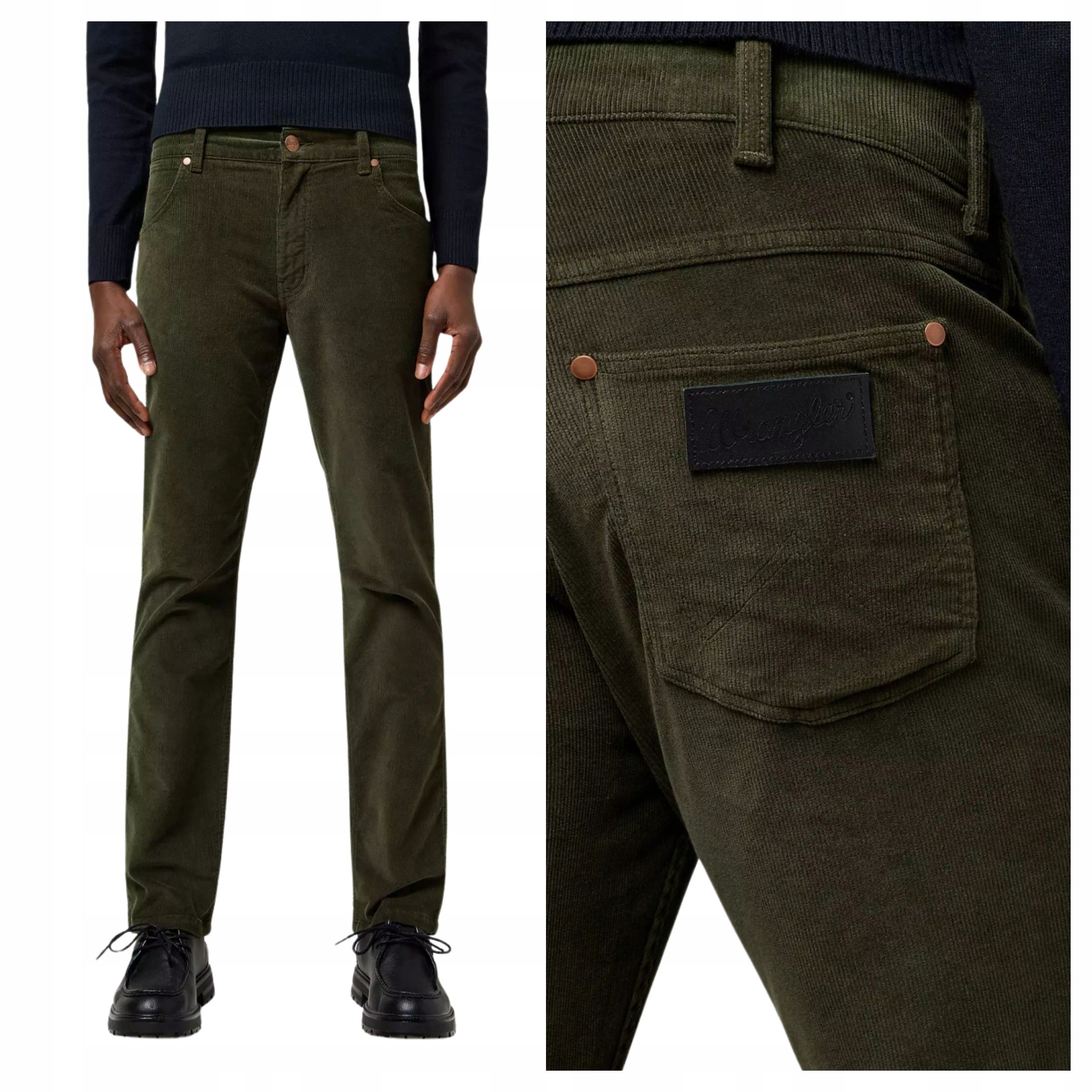 Pánské manšestrové kalhoty Wrangler Greensboro Zelené Regular Fit W38 L32