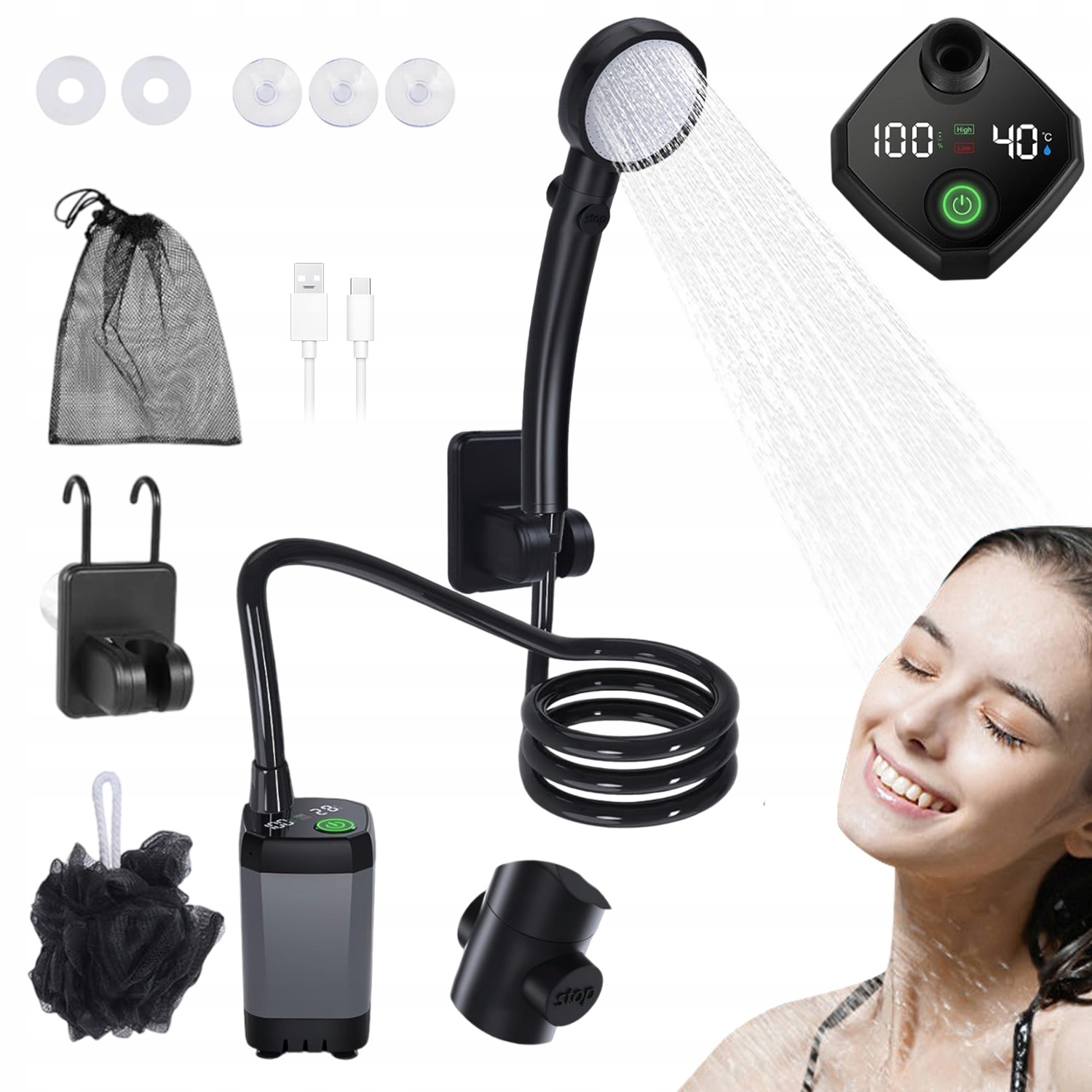 Turistická Sprcha Usb Elektrická Pumpa Přenosná Pro Kempování 6000MAH