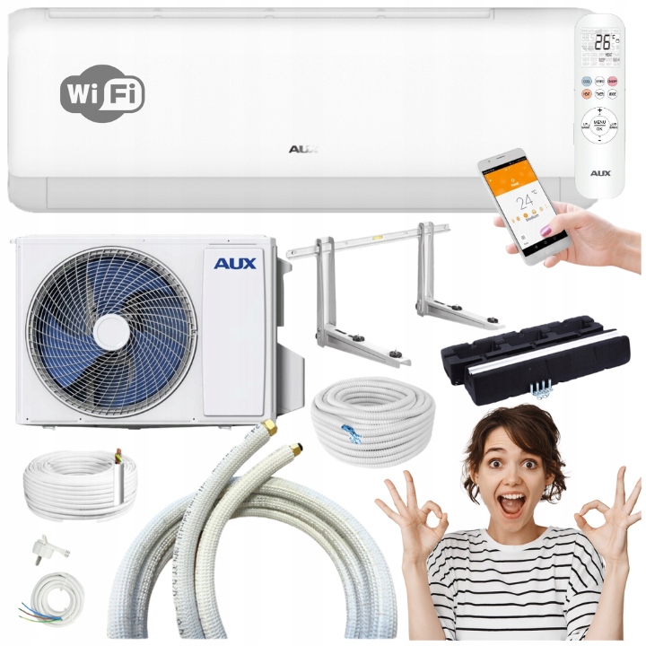 Nástenná klimatizácia Aux Q-Smart Plus 3,5kW Wifi Kúrenie Sama Inštalácia