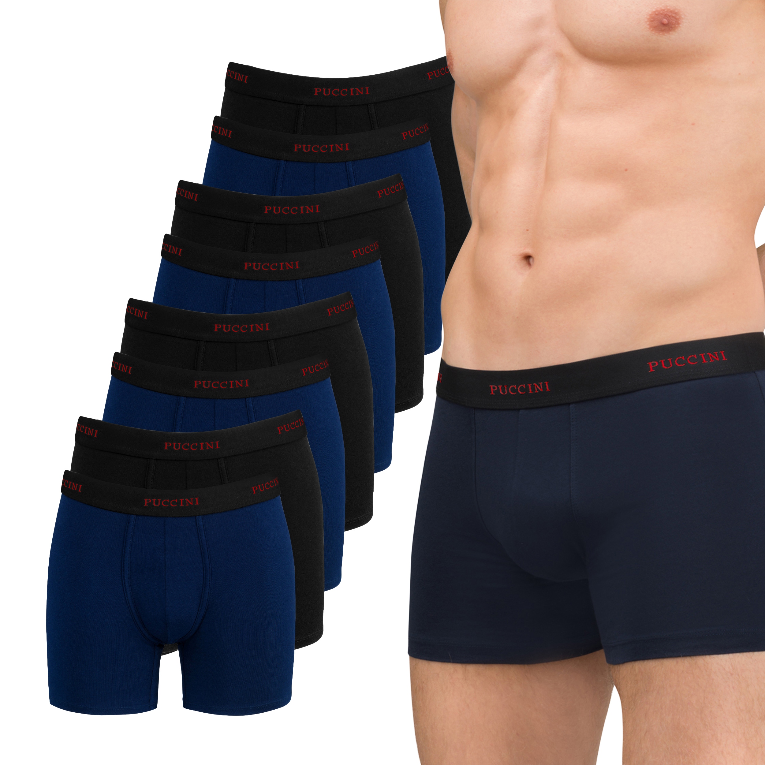 Pánské boxerky Puccini Černé Námořnická Modrá Sada 8 kusů Bavlněné XL BX05XL-1-7A