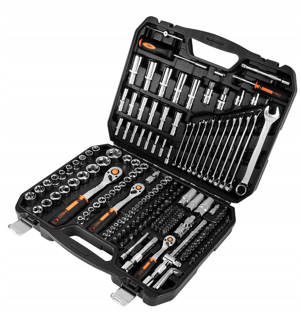 KLUCZE NASADOWE NEO 1/2", 3/8", 1/4", ZESTAW 219 SZT., CRV 10-076 Kod producenta 10-076