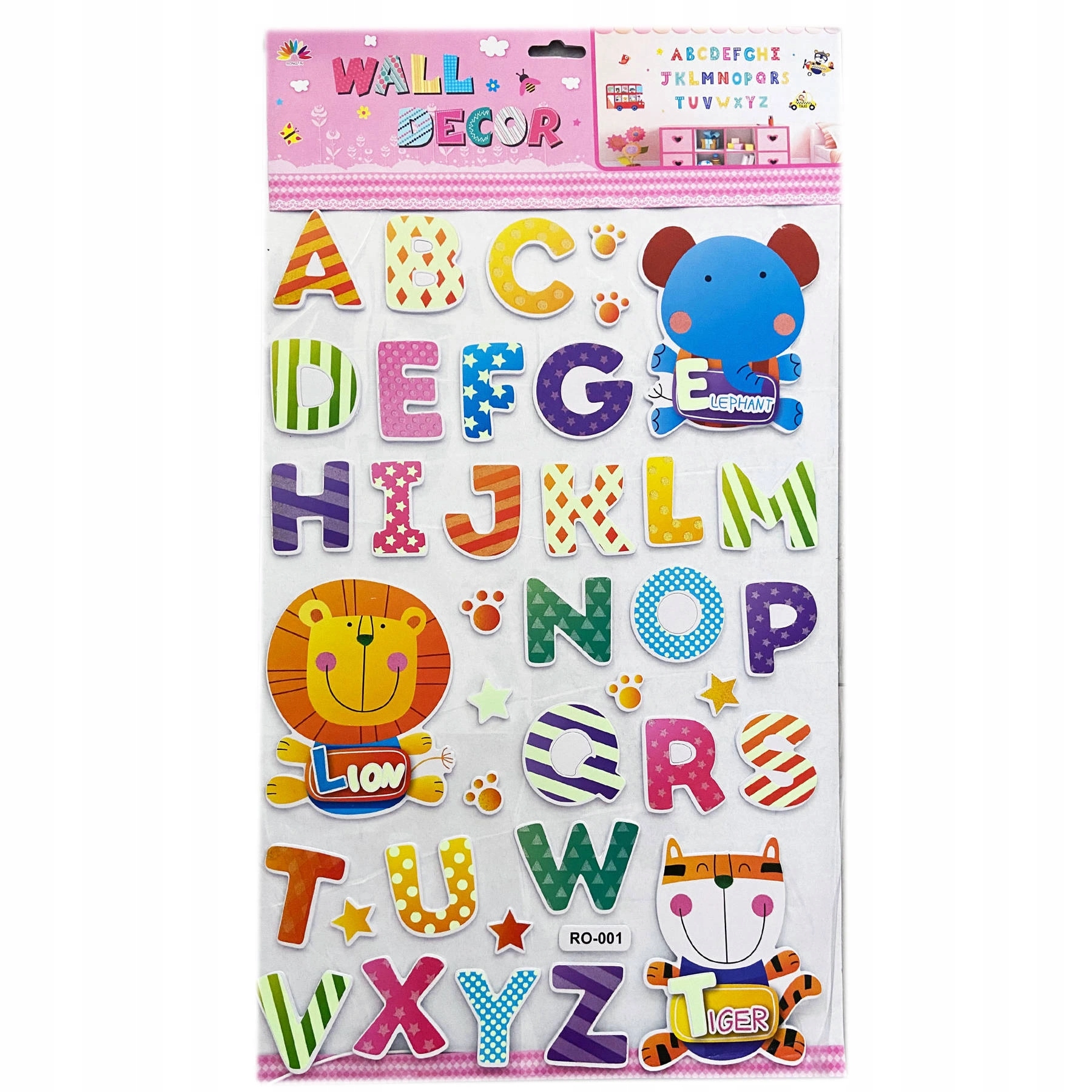 3D FALMATRICA GYEREKEKNEK ÁBÉCÉ ÁLLATOK SZOBA DEKORÁCIÓ FALRA Termékszélesség 41 cm