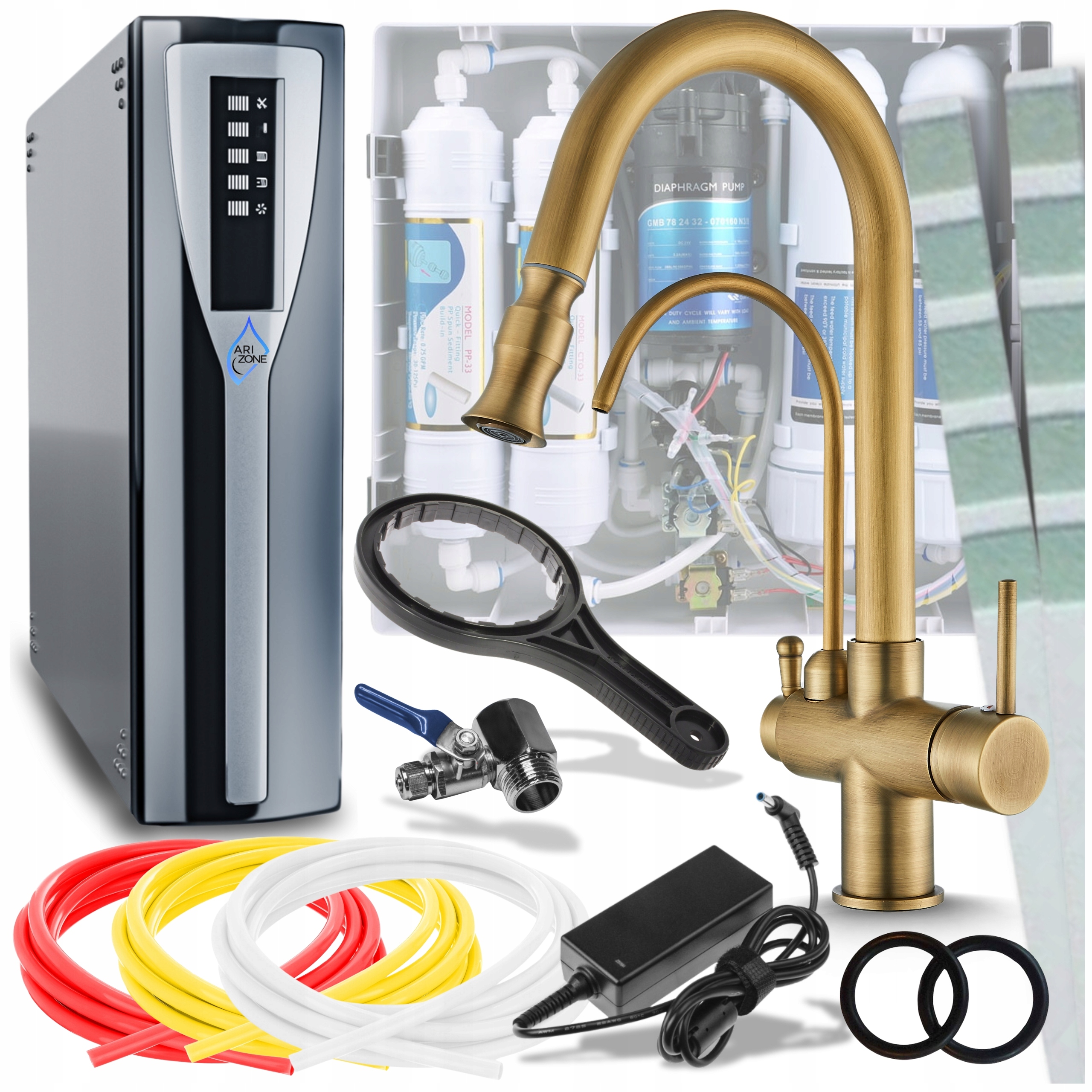 Hotová sada Aktivátor vody Harmonizátor častíc Systém Ro Kohútik Zlatý