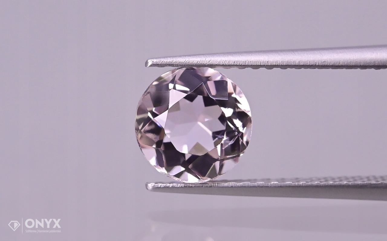 Morganit fazetovaný kulatý fi 7 mm