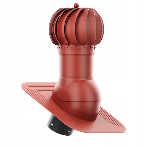 Větrací komín Otočný kulatý fi125 pod asfaltový šindel/pape Červený 3009