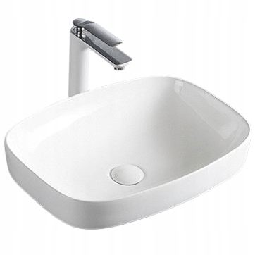Umywalka nablatowa KW8083 ceramika umywalka owalna 50 cm biały połysk