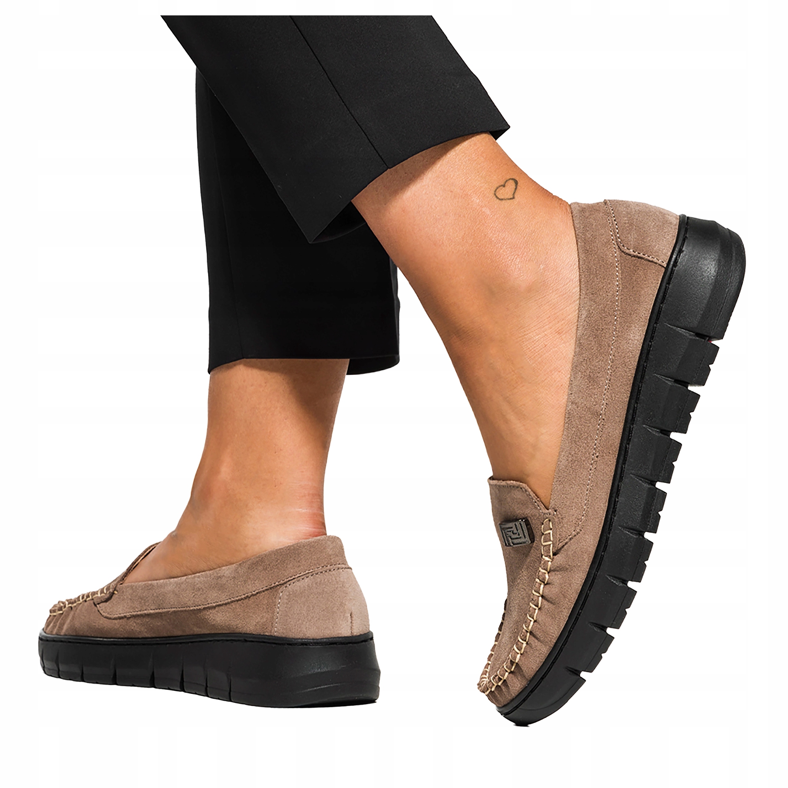 Béžové Mokasíny Dámské Modne Na Platformě S Ozdobou Kožené Polské vel 41