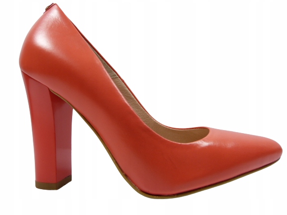 Korálové lico lodičky elegantní dámské boty na podpatku kožené Sala 37,5