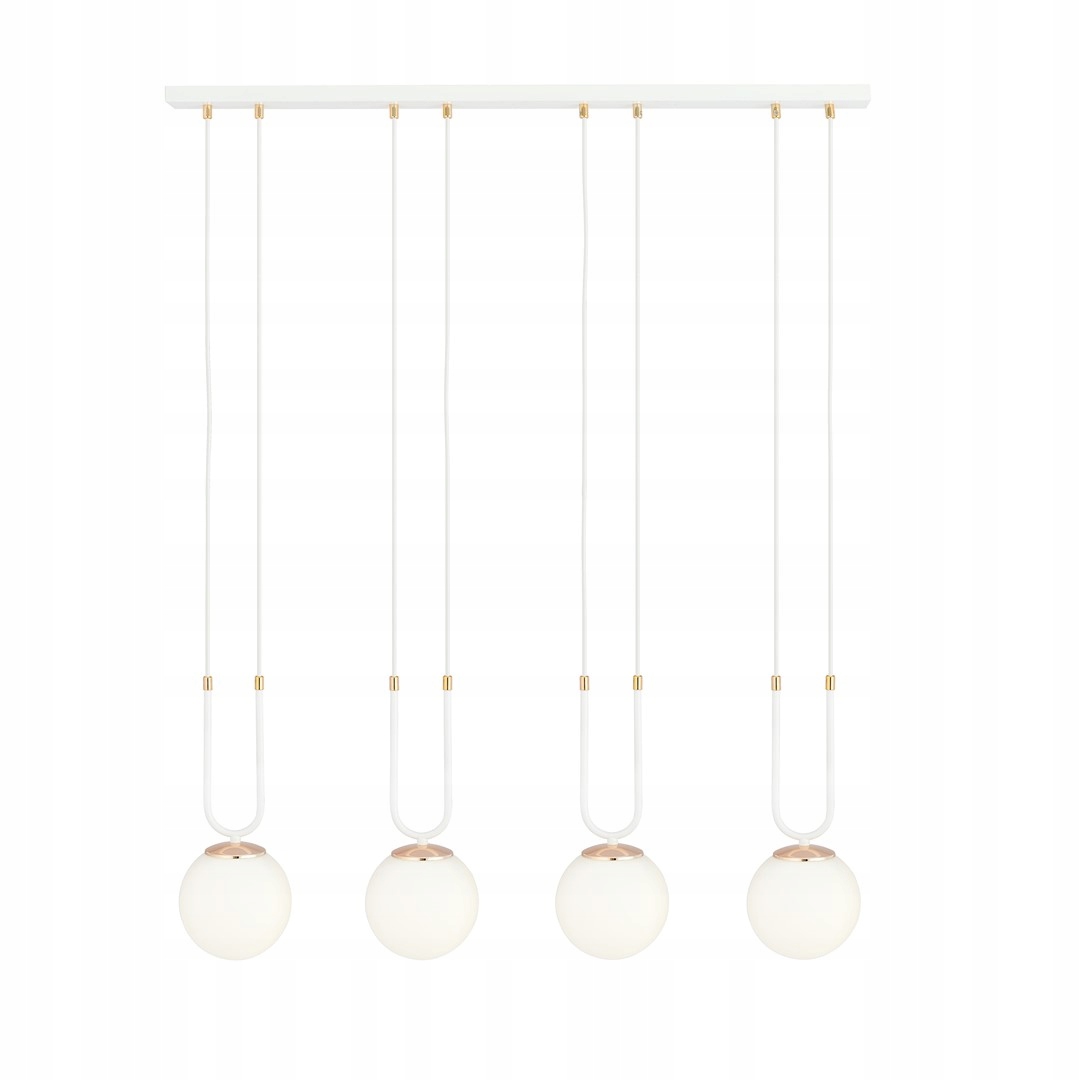 Závesná lampa Emibig Glam 4 bod biela akcent opálové tienidlo biela E14