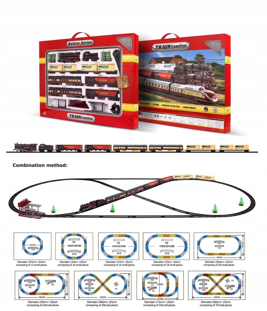 KOLEJKA NA BATERIE DŁUGI TOR POCIĄG ŚWIATŁO DŹWIĘK Wiek dziecka 3 lata +