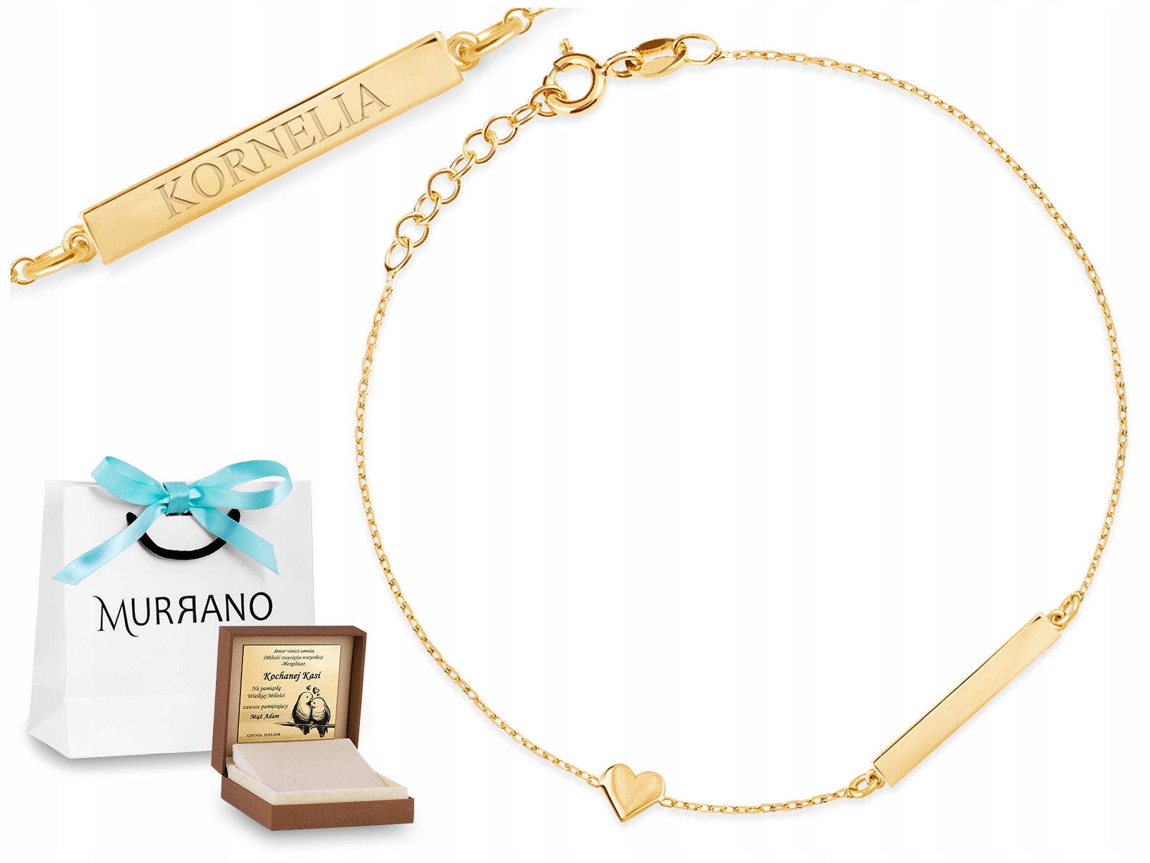 

Złota Bransoletka Anker 333 Serce Grawer Prezent