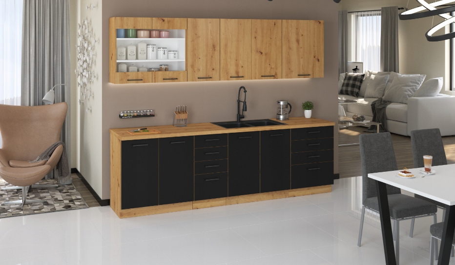 Szafka kuchenna MODENA słupek 40 DK-210 2F Kolor frontów czarny