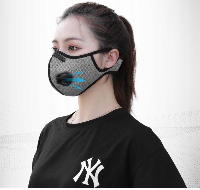 SPORTOWA MASKA ANTYSMOGOWA Z FILTREM I ZAWORAMI /W Materiał neopren