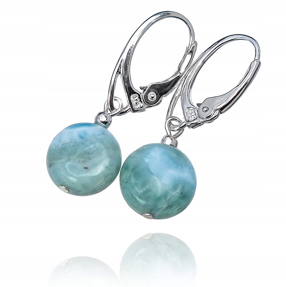 Přírodní Larimar Komplet Náušnice Přívěsek Stříbro