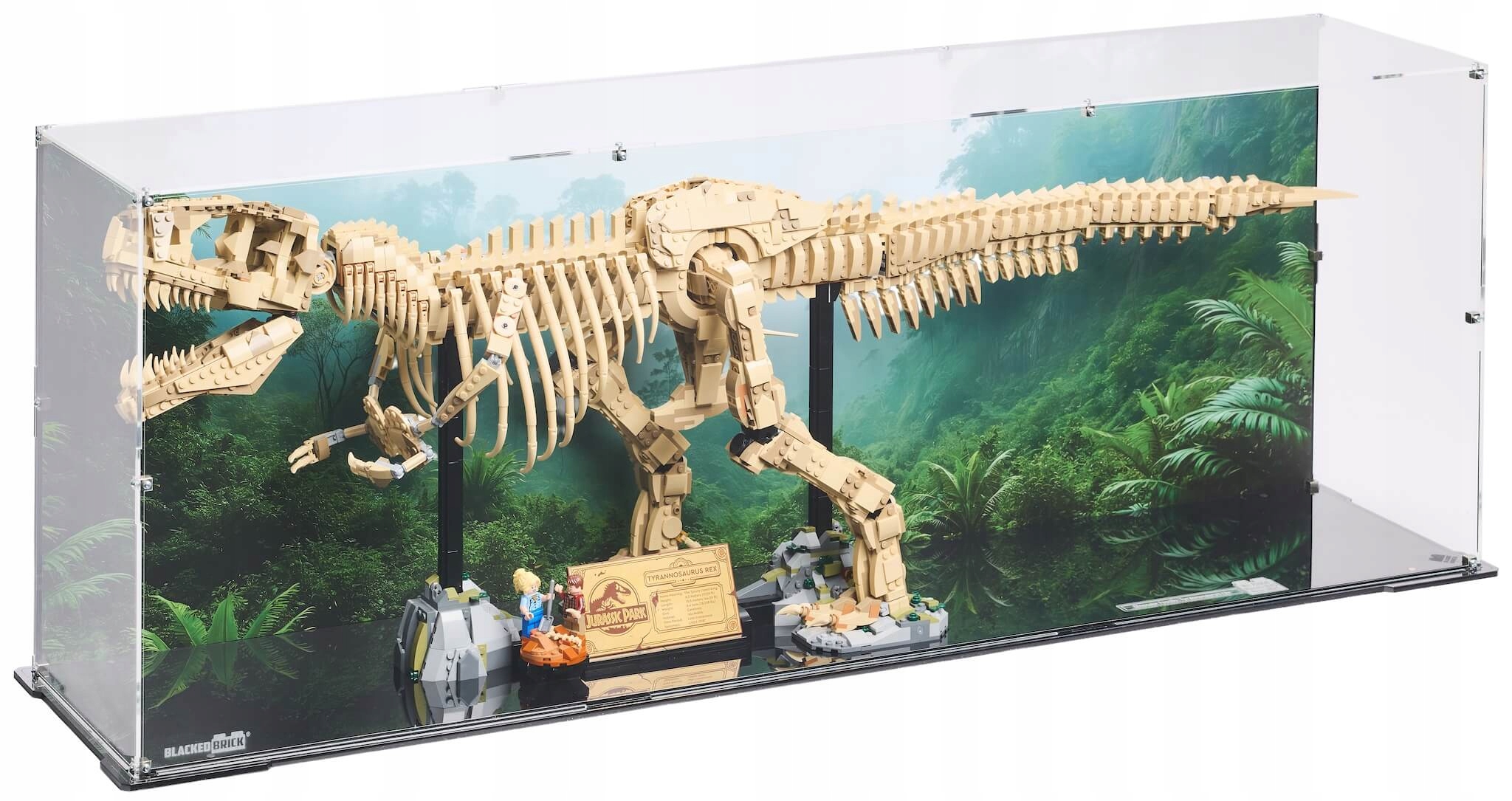 Vitrína s pozadím Blacked Brick pre Lego 76968 Jurský svet Kostra dinosaura