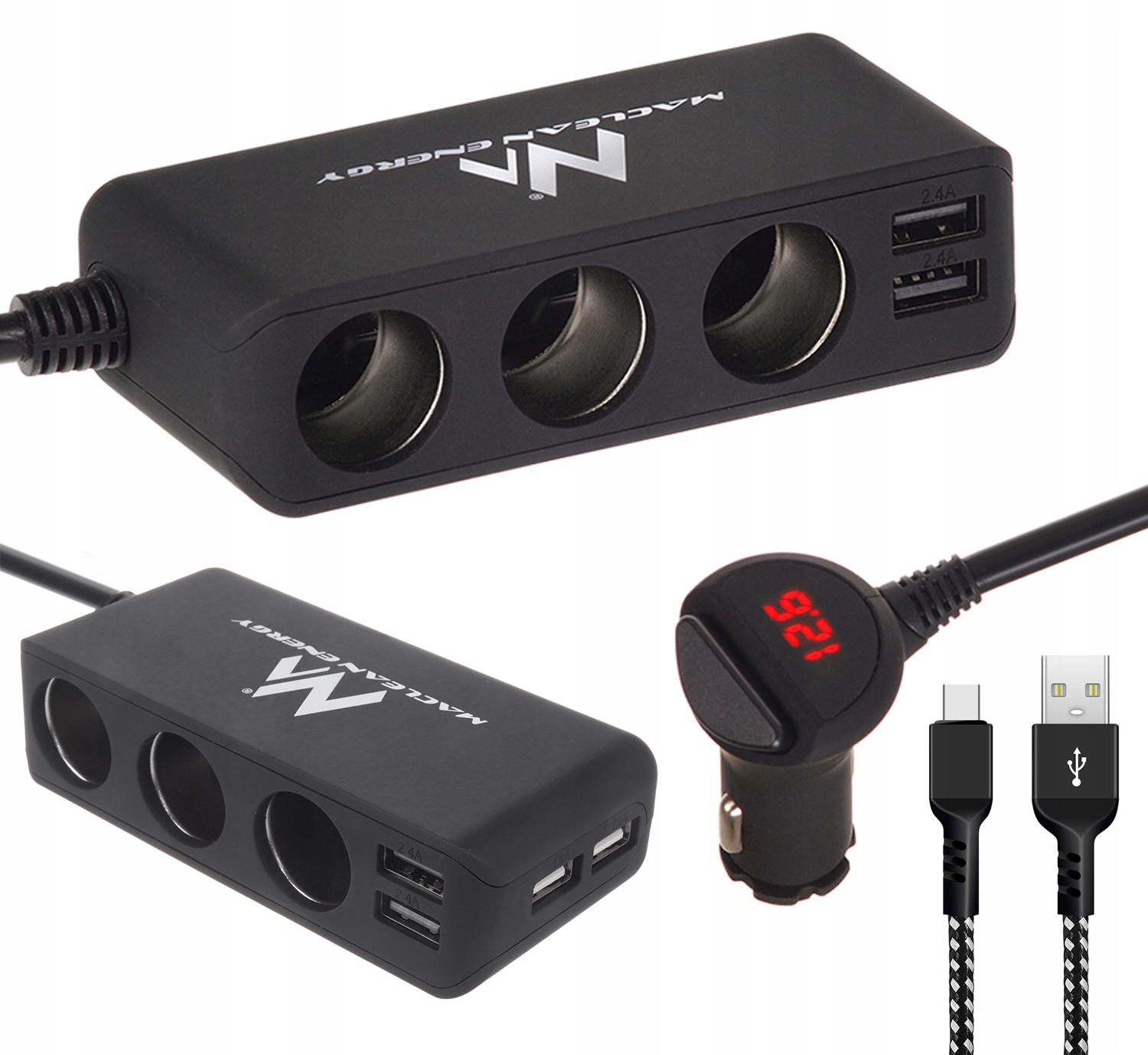 

Trójnik Rozdzielacz Zapalniczki 12-24V Kabel Usb-c