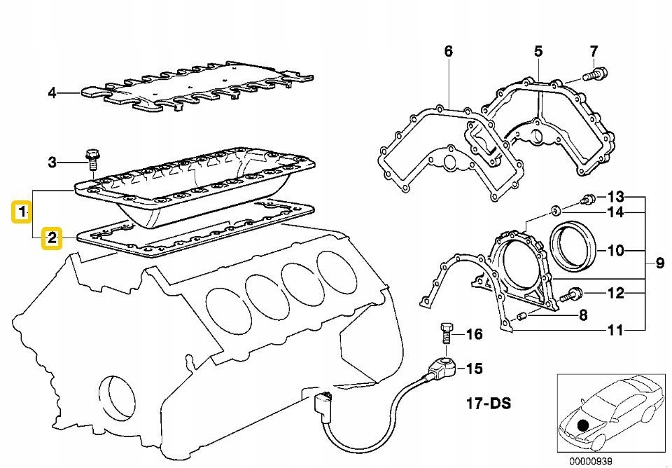 BMW M60 M62 Pokrywa Bloku Silnika Górna Oryginał Numer katalogowy części 11141742042