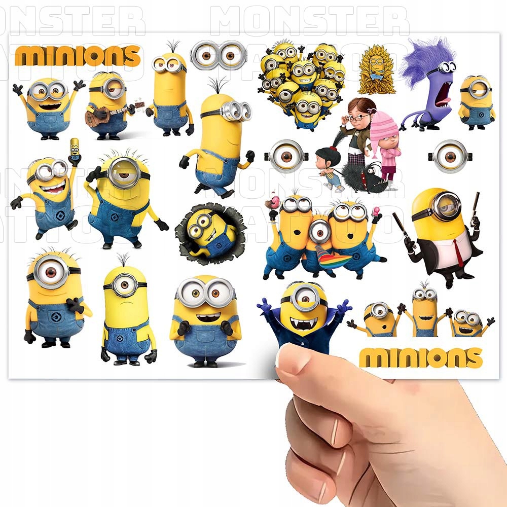 TATUAŻE ZMYWALNE WODNE DLA DZIECI DZIECIĘCE MINIONKI WZORY SUPER JAKOŚĆ