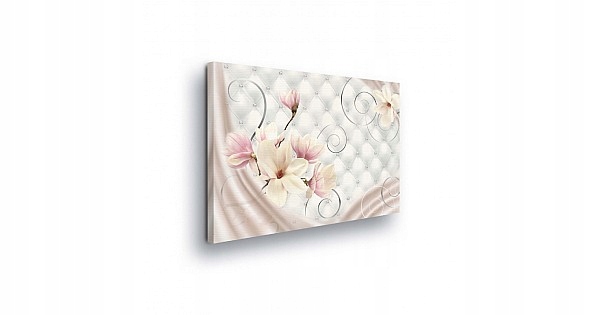 Obraz 100x75 Jemnost Elegance Magnolie Květiny Perla Zlato Romantismus