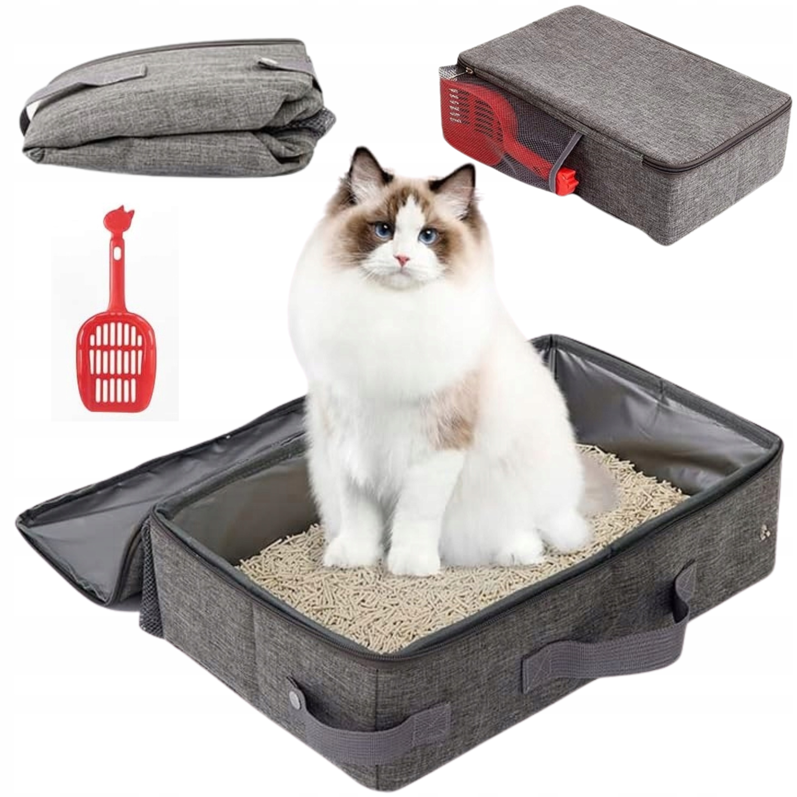 Levně Přenosná Cestovní Toaleta Kočičí Toaleta Na Držák Kočky Koťata Dovolená Lopatka