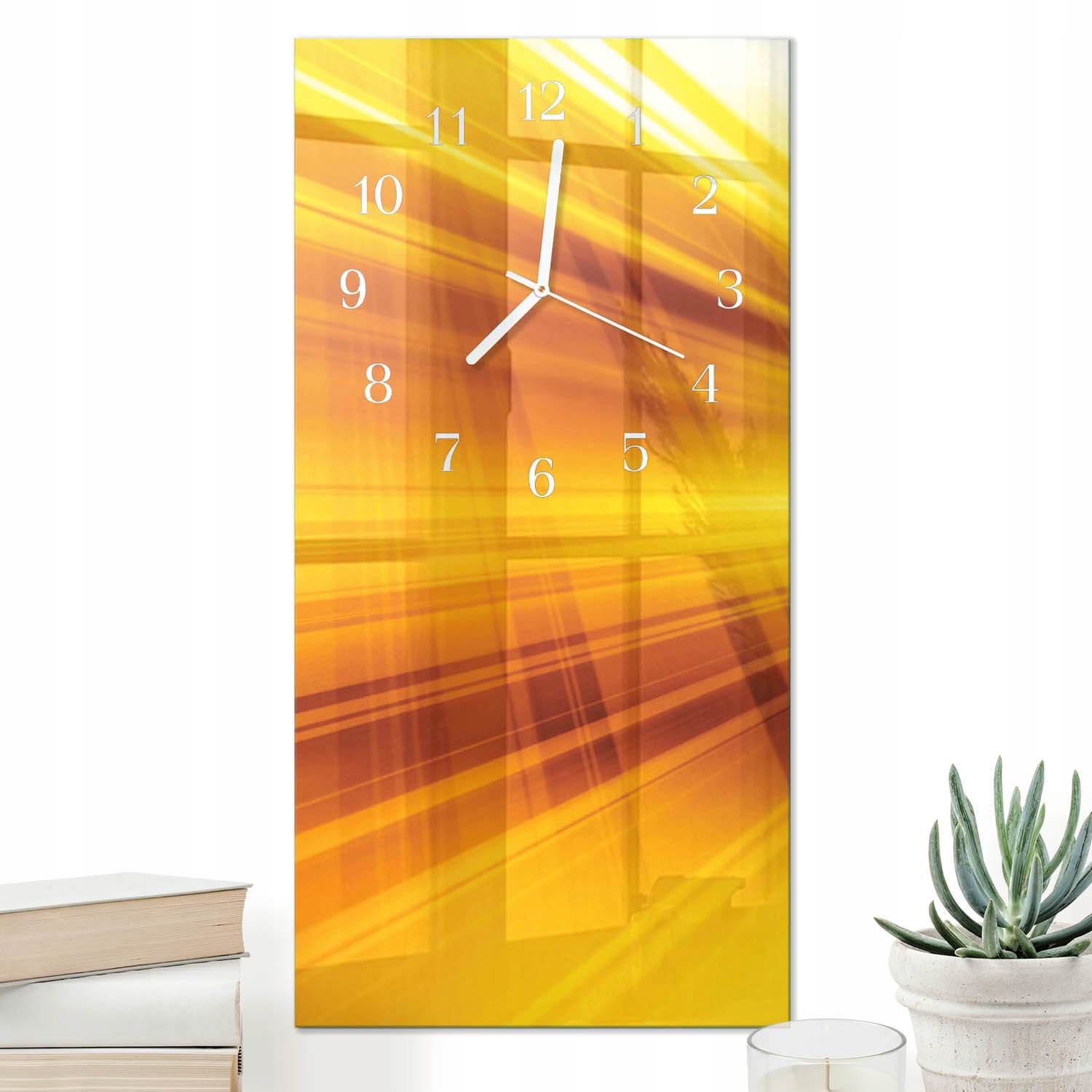 Tiché vertikální hodiny 30x60 cm Skleněné nástěnné hodiny Vertikální hodiny 30x60 proužky