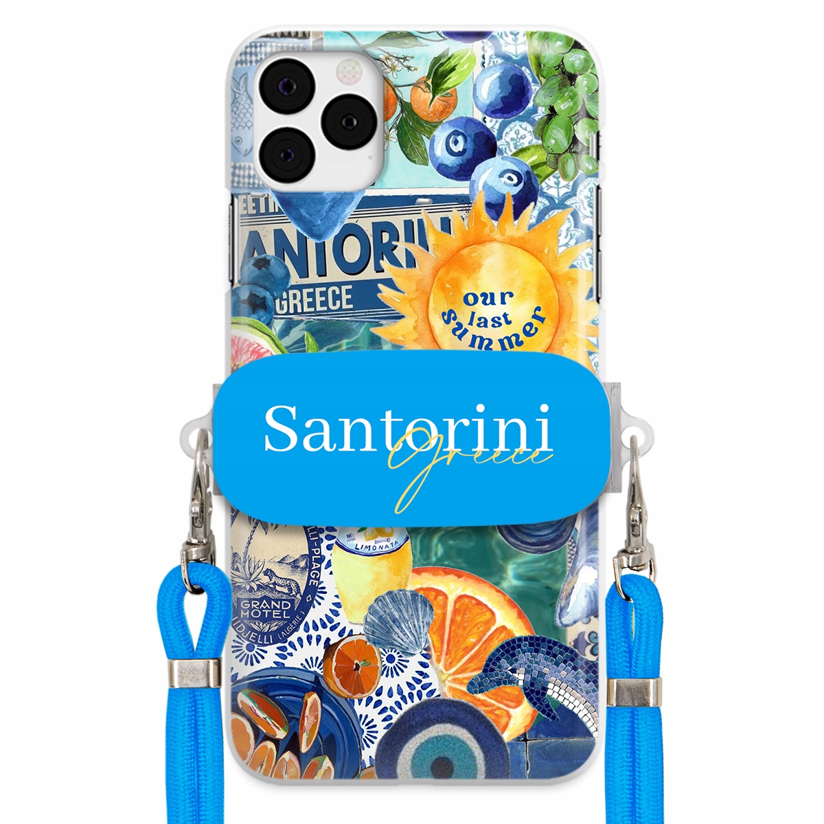 Puzdro pre iPHONE 11 Pro Max Modré Crossbody vodítko držiak Santorini Sea