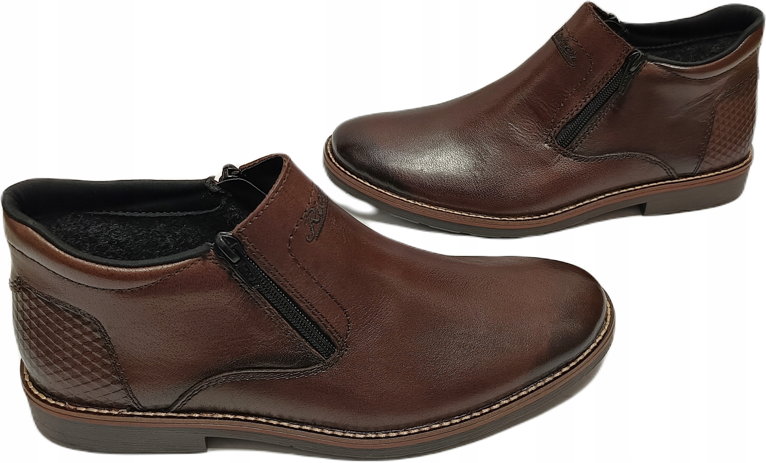 Kotníkové Boty s 2 zipy Rieker 15398 hnědá r42