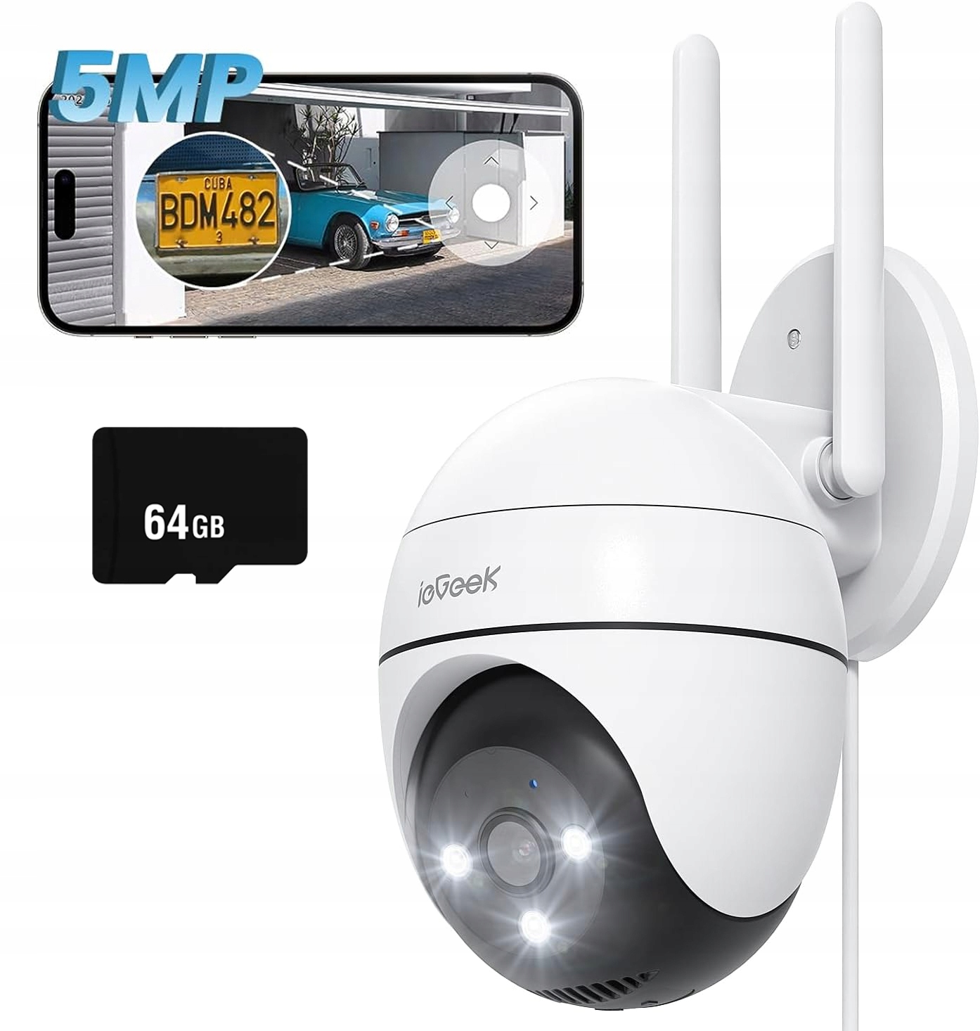 Venkovní Kamera Ip Wifi Otočná 5MP Ultra Hd Mikrofon Detekce 4X Zoom