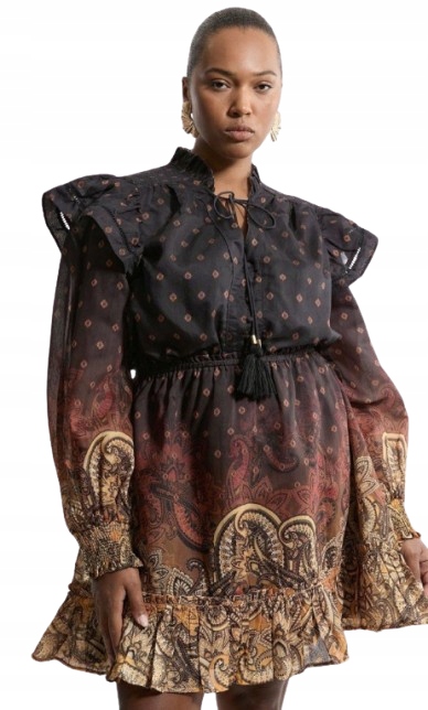 Karen Millen Šaty S Rozevřeným Spodním Dílem A Potiskem 48 B1N