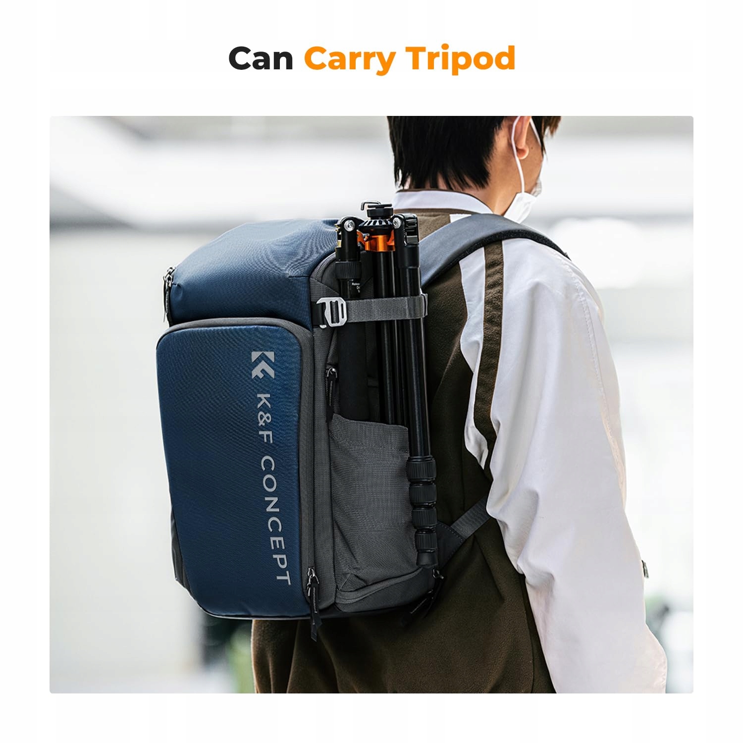 K&F CONCEPT Plecak Na Aparat Z Przegrodą Na Laptopa 16 Calowy 25L Niebieski — miniatura 6