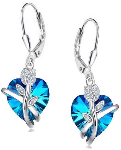 KOLCZYKI SREBRNE WISZĄCE DAMSKIE SERCA SREBRO 925