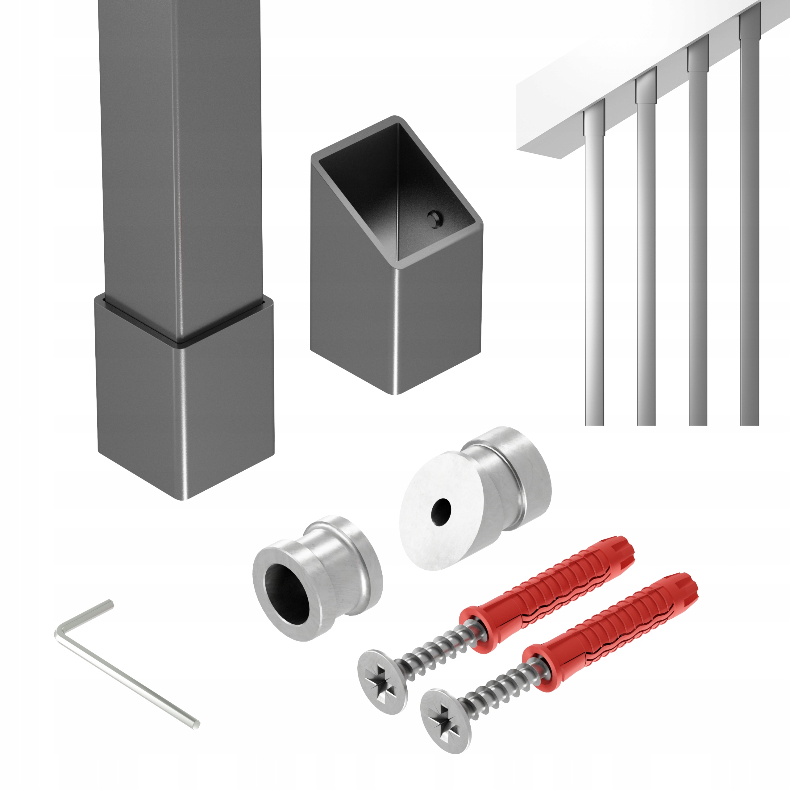 Zábradlí na schody šikmé 32 st Harfa 25x25 mm grafit 400 cm Paxo 32