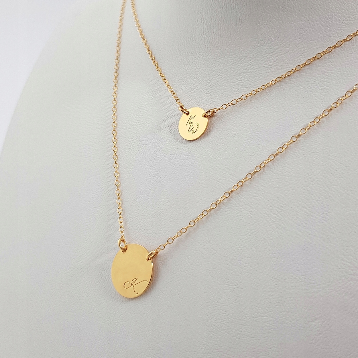 

Złota podwójna celebrytka Łańcuszek kółko Grawer