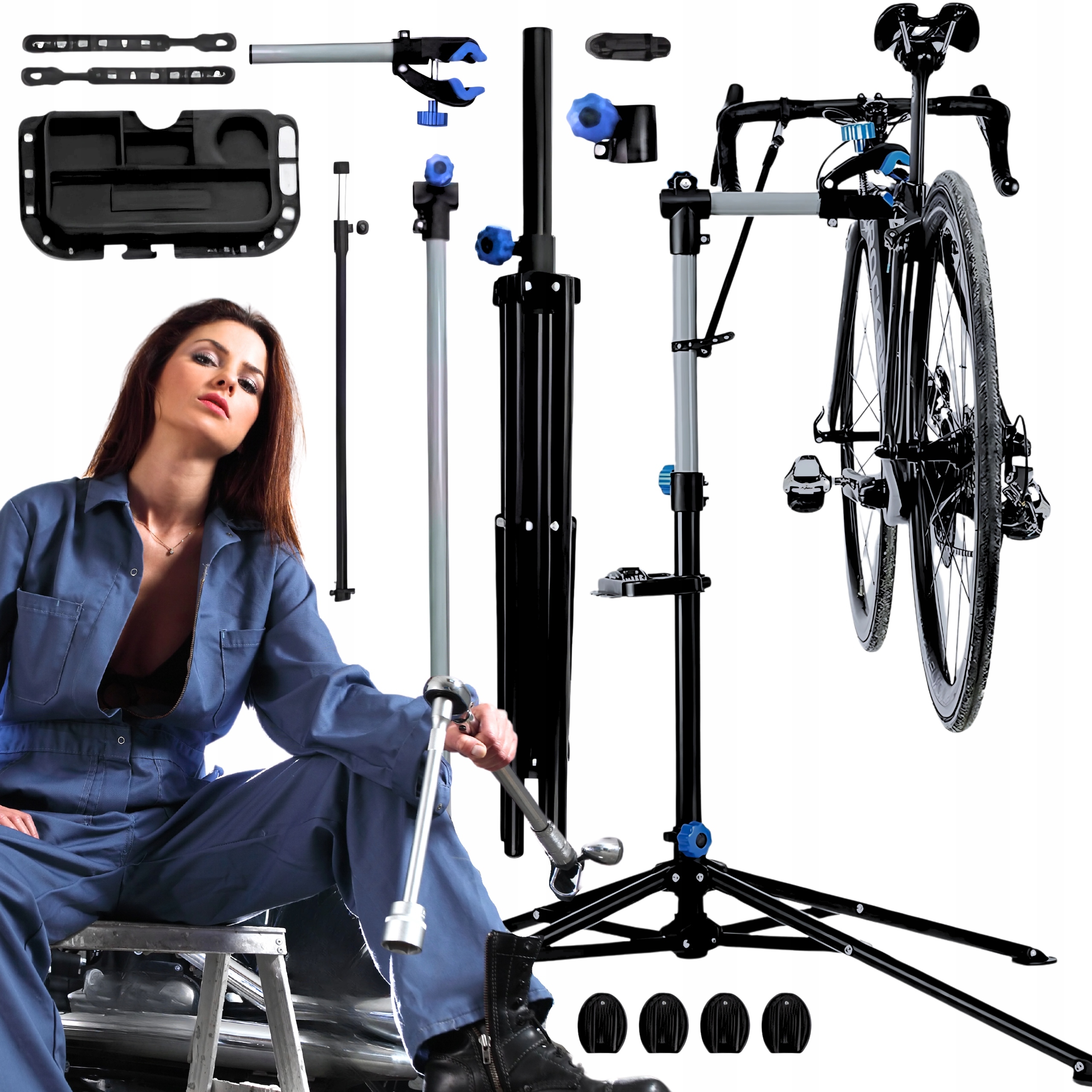 Stojan Na Servisní Kolo Velký, Nastavitelný 30 Kg S Policí Na Nářadí Rockbros