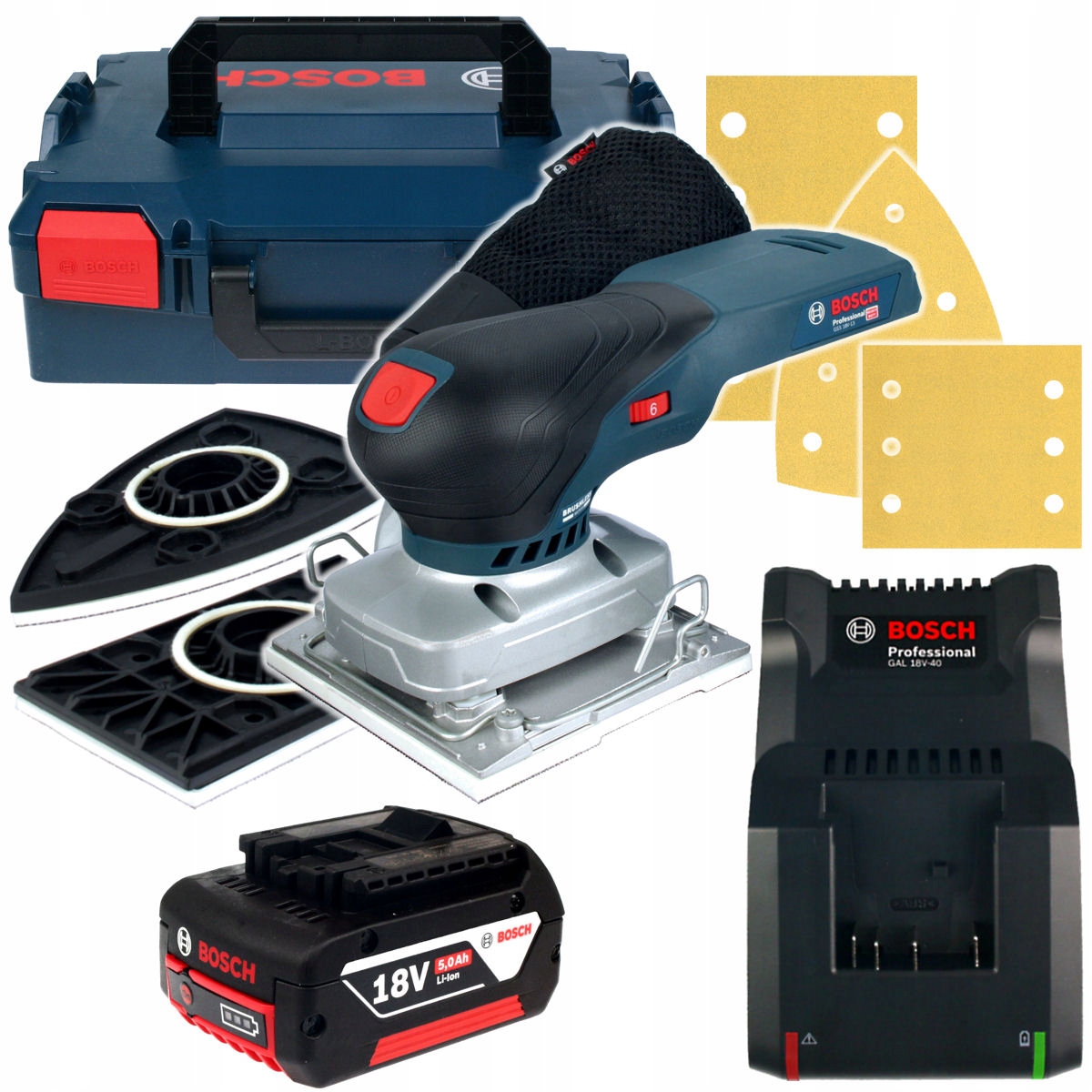 SZLIFIERKA OSCYLACYJNA GSS 18V-13 BOSCH 1x5,0Ah L-BOXX + OSPRZĘT