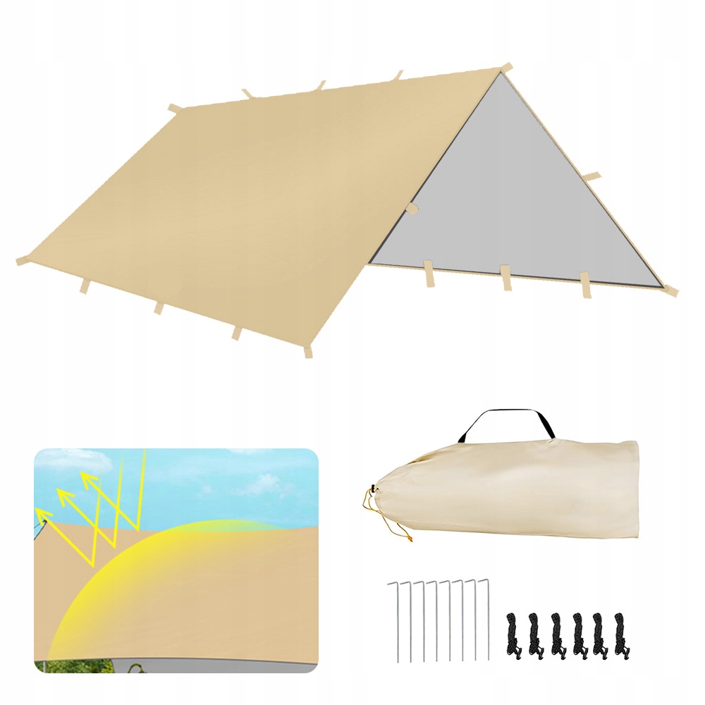 Płachta Kempingowa Z Pełnym Zestawem Akcesoriów I Torbą Przechowywania