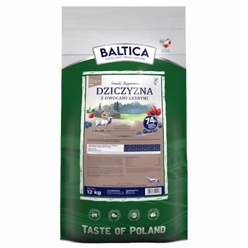 Baltica Adult M/L Dziczyzna z owocami leśnymi 12kg Karma Sucha Dla Psa