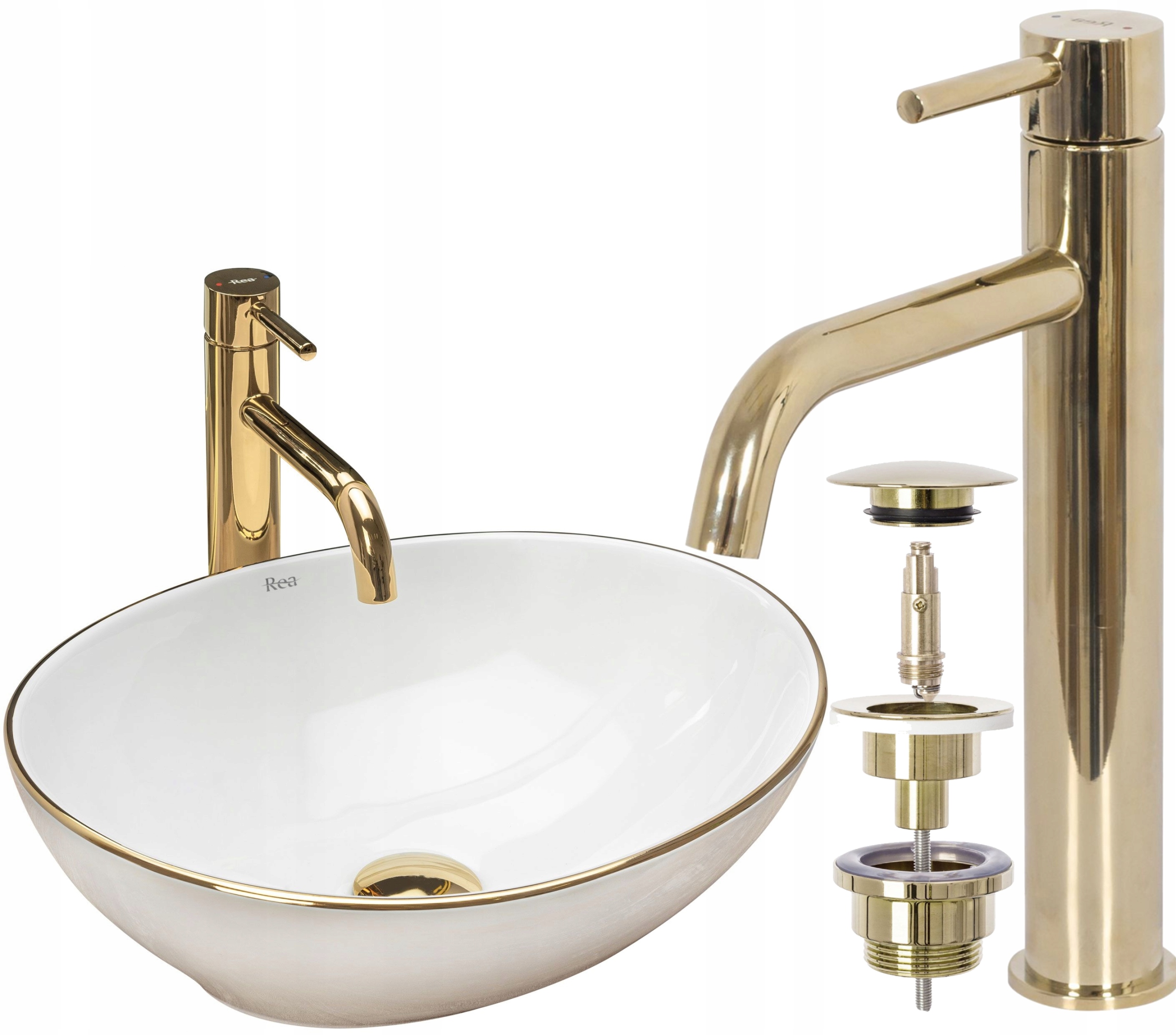 

Umywalka Nablatowa Bateria Korek Sofia Gold Edge