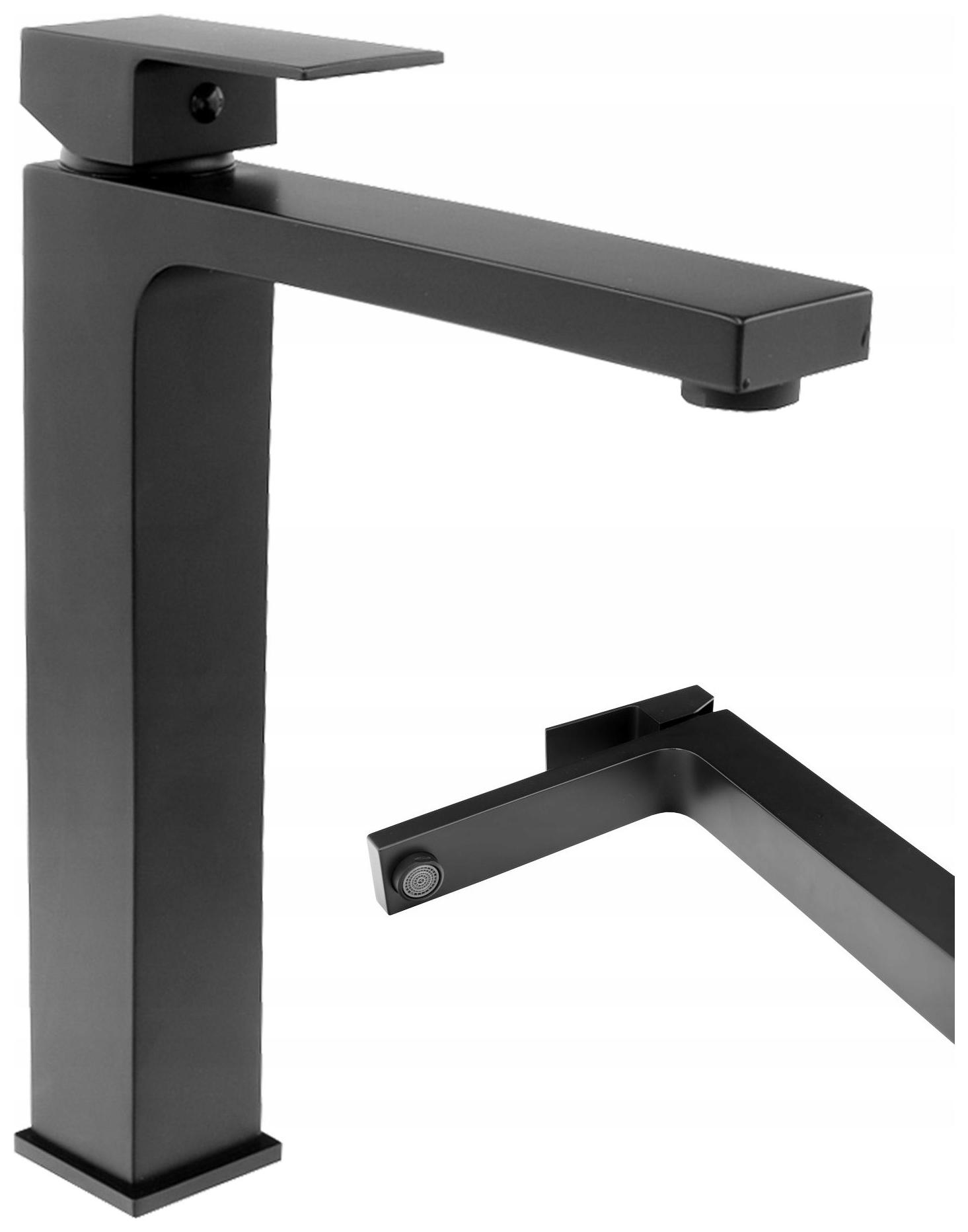 Vysoká Umývadlová Batéria Na Dosku Cube Čierna Do Kúpeľne Jednoduchá