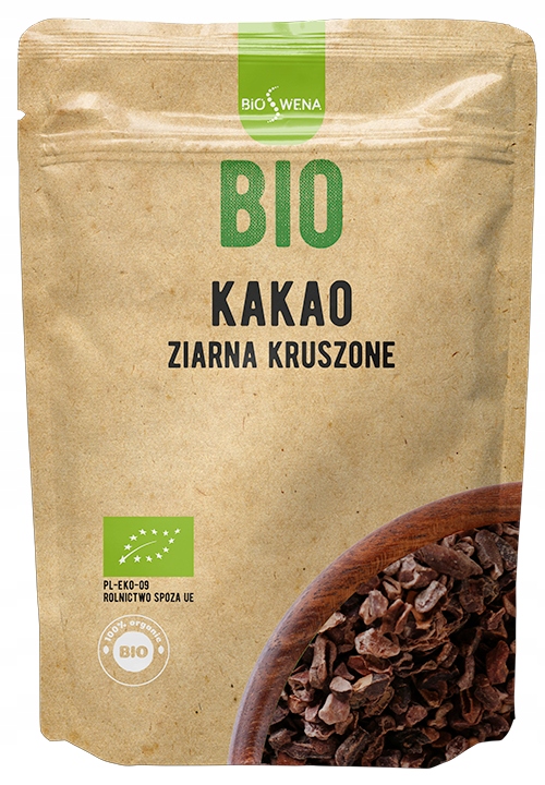 Kakao ziarno kruszone Bio 1kg Ekologiczne Ciemne 1000g Bioswena Premium
