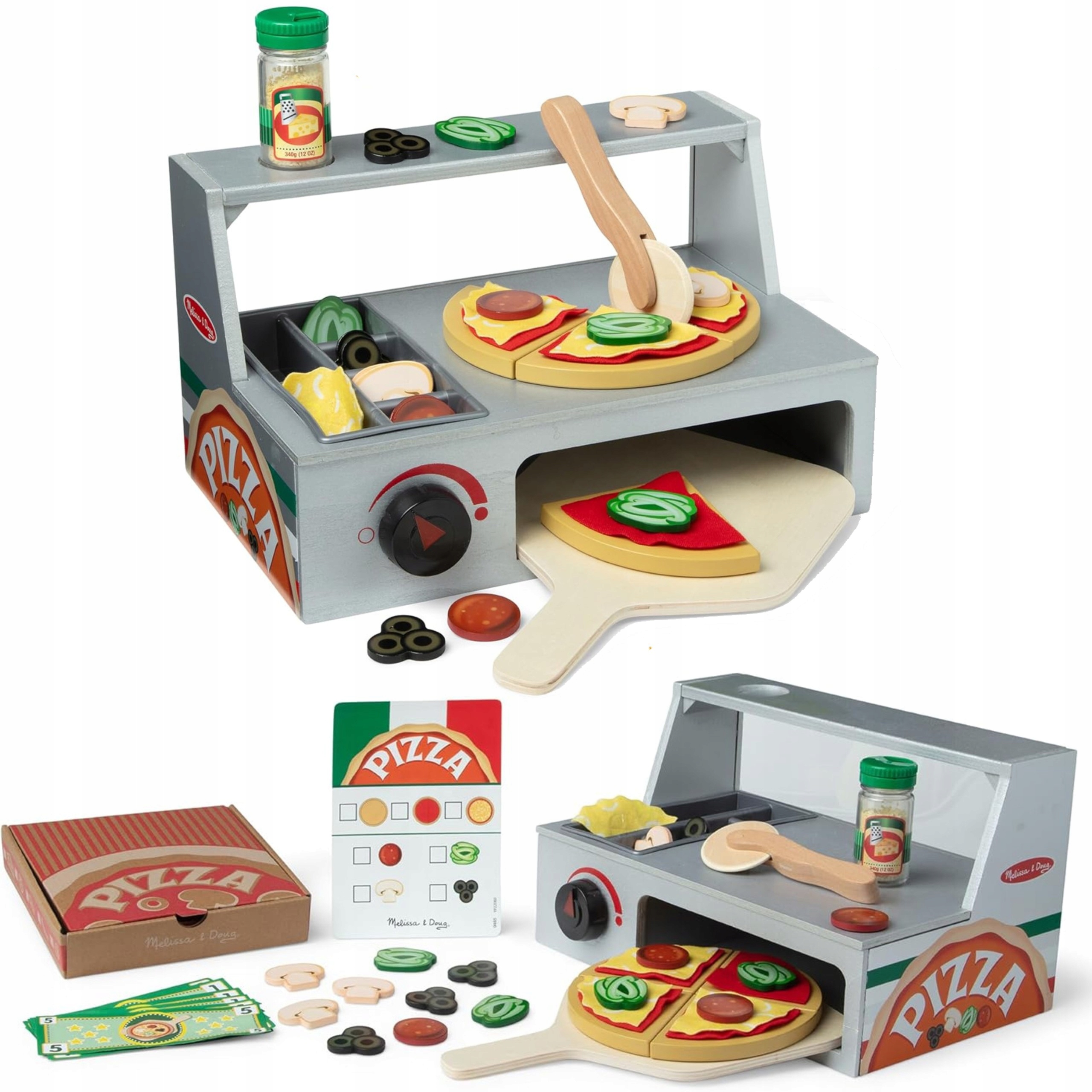 Drewniana Pizza Z Akcesoriami Mały Kucharz Pizza Na Rzep Piec Melissa&doug
